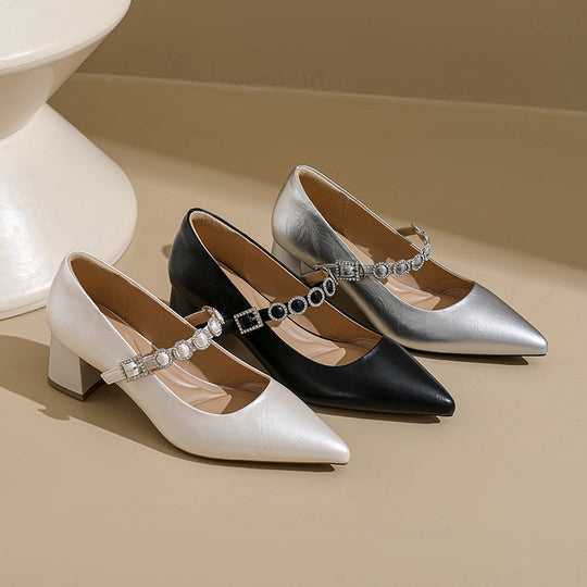 Damen Glamouröse Slingback-Pumps mit funkelnder Schnallen-Applikation EB