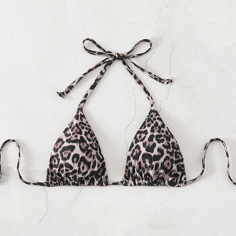 Damen Triangel-Bikini mit modischem Leopardenmuster und verstellbaren Trägern EB