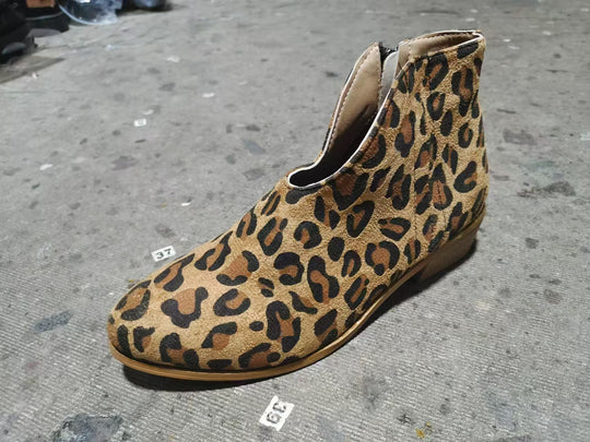 Damen nan knöchelhohe Stiefelette mit V-Ausschnitt, weichem Obermaterial und leichtem Holzblockabsatz EB