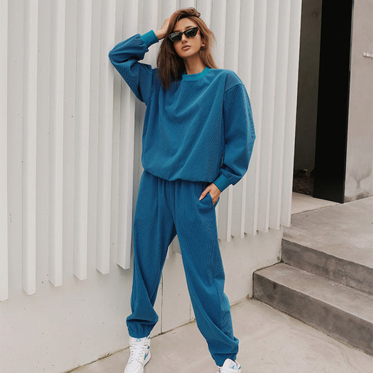 Damen nan strukturierter Cord-Trainingsanzug im Relaxed-Fit mit Bündchenhose EB