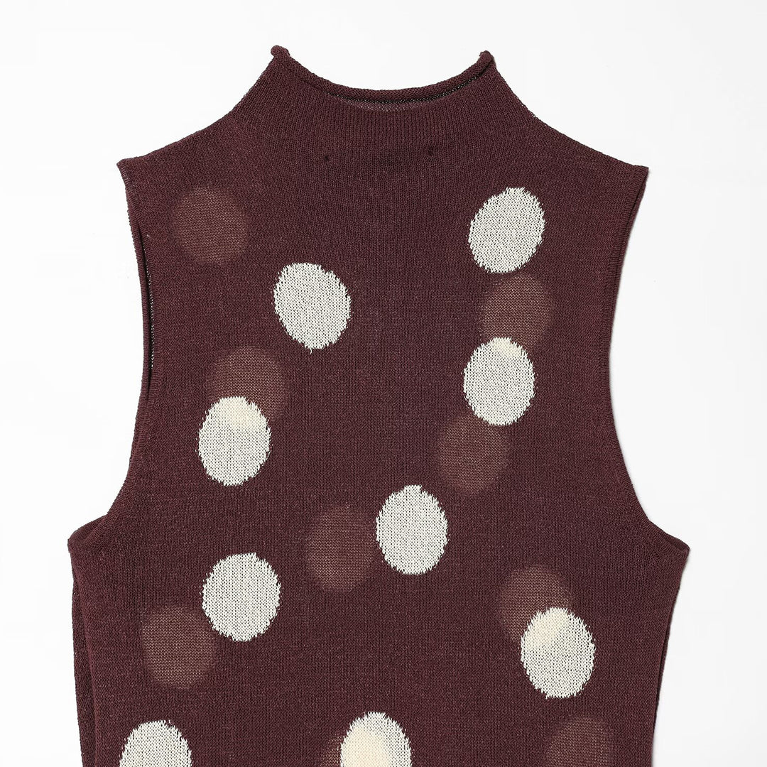Damen Maxikleid mit hochgeschlossenem Kragen und verspieltem Punkte-Design EB