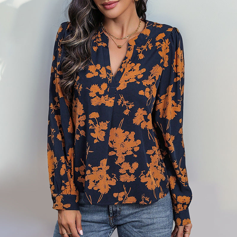 Damen Bluse mit floralem Muster und eleganten Puffärmeln EB