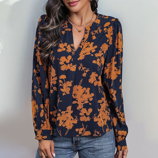 Damen Bluse mit floralem Muster und eleganten Puffärmeln EB