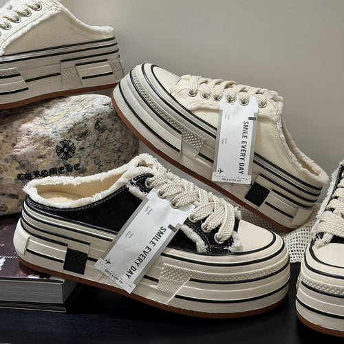 Damen Plateau Sneakers im Street-Style mit modernen Textil-Details EB