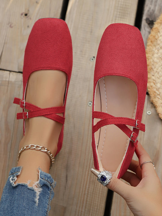 Damen Ballerinas mit Knotenriemen und weichem Obermaterial EB