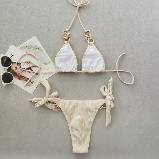 Damen Triangel-Bikini mit Ketten-Details EB