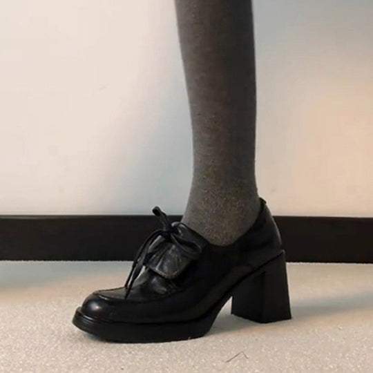 Damen elegante Schnürschuhe mit Blockabsatz EB