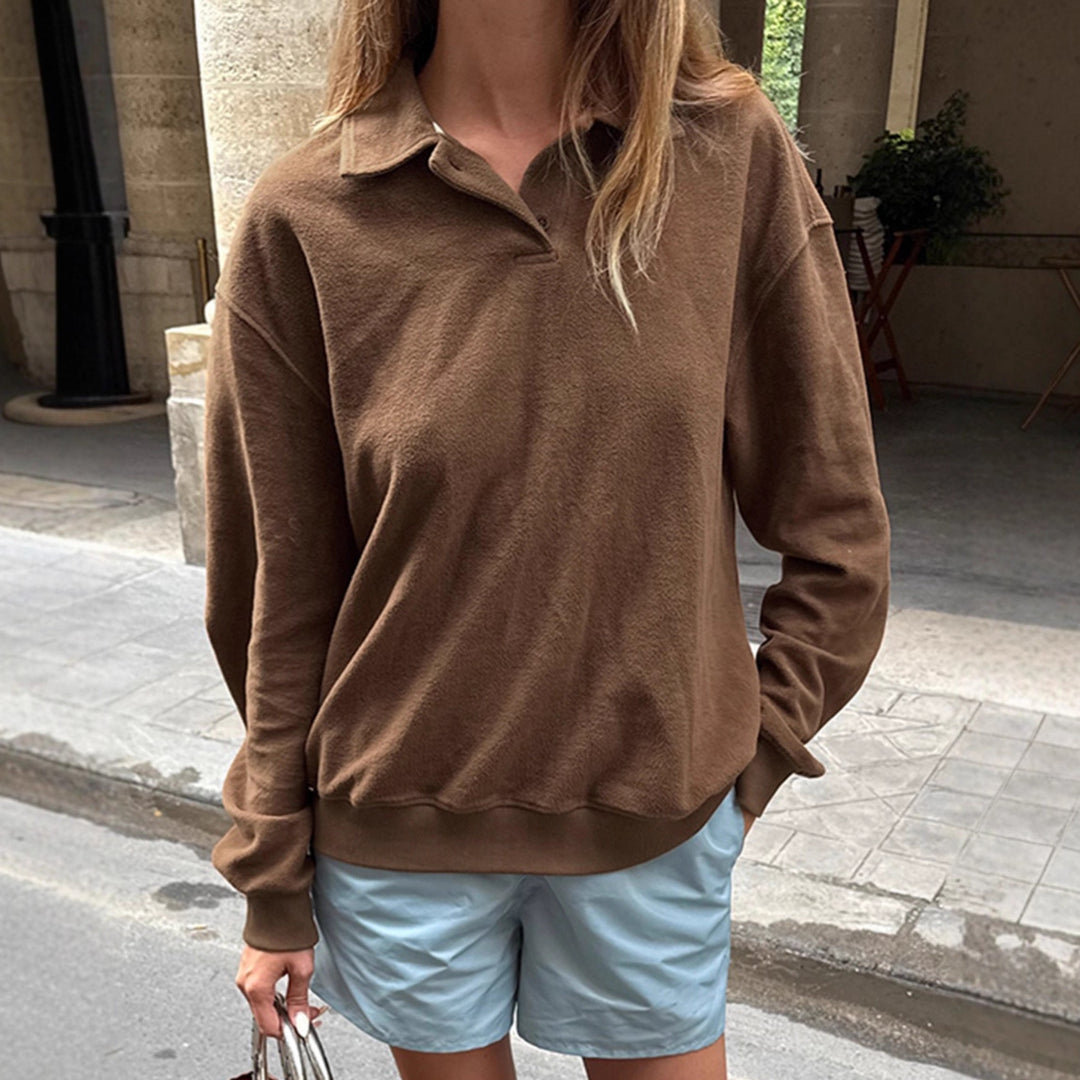 Damen Lässiger Pullover mit Stehkragen und weitem Schnitt EB