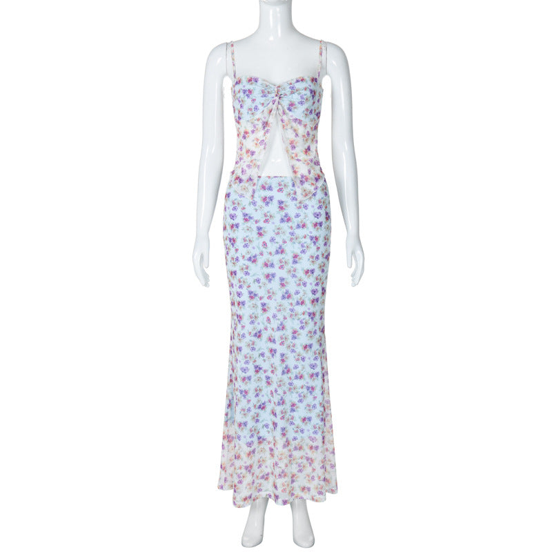 Damen Elegantes Maxikleid mit floralem Muster und raffiniertem Cut-Out EB