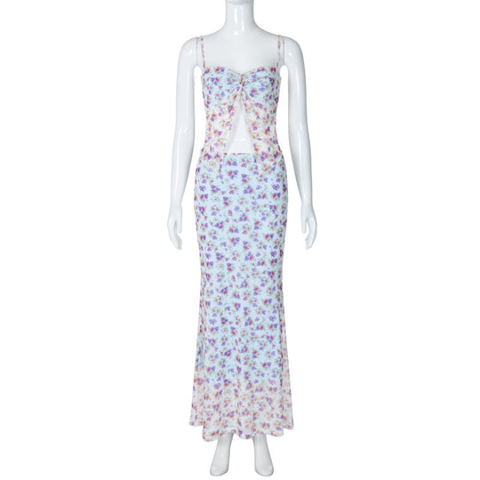 Damen Elegantes Maxikleid mit floralem Muster und raffiniertem Cut-Out EB