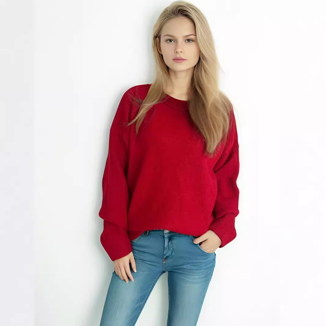 Damen lässiger Strickpullover mit weitem Schnitt und maximalem Komfort EB