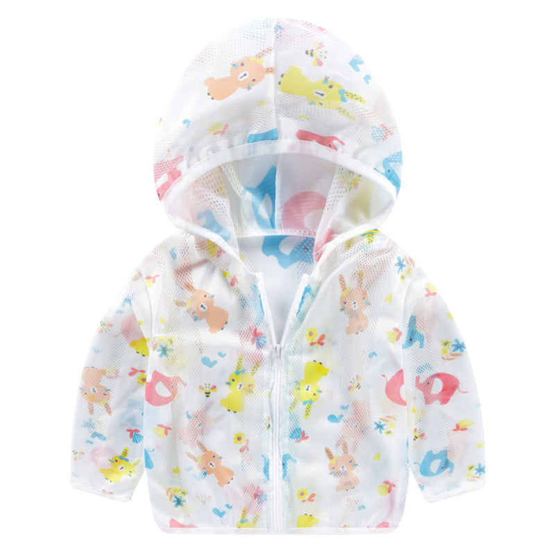 Unisex nan atmungsaktive Mesh Kapuzenjacke für Babys mit vollem Reißverschluss und verspieltem Hasen-Karotten-Druck EB