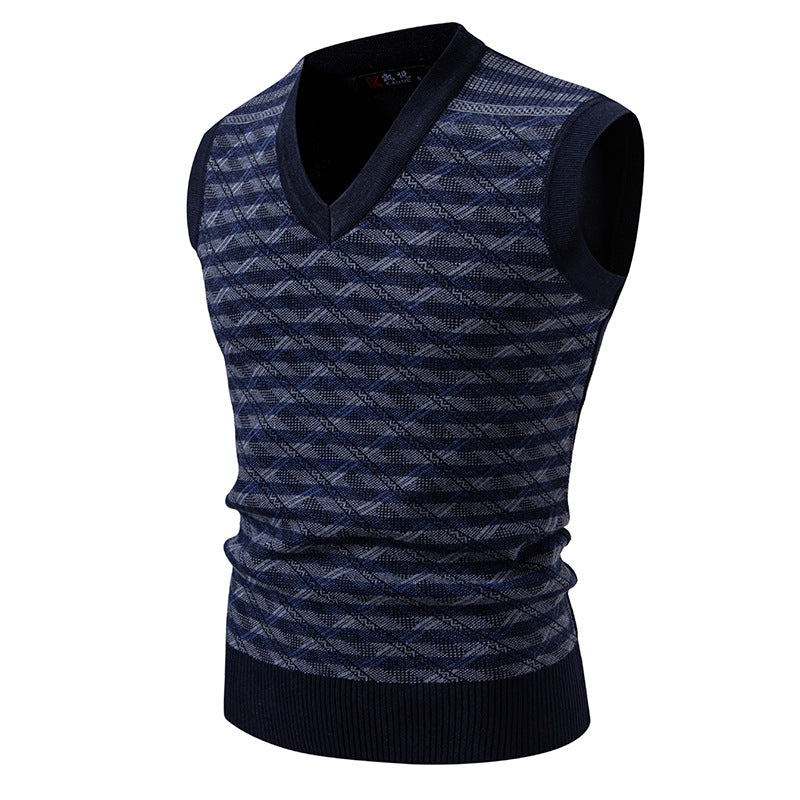 Herren ärmellose Strickjacke mit modernem Zopfmuster EB