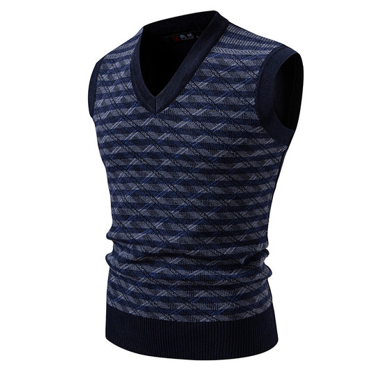 Herren ärmellose Strickjacke mit modernem Zopfmuster EB