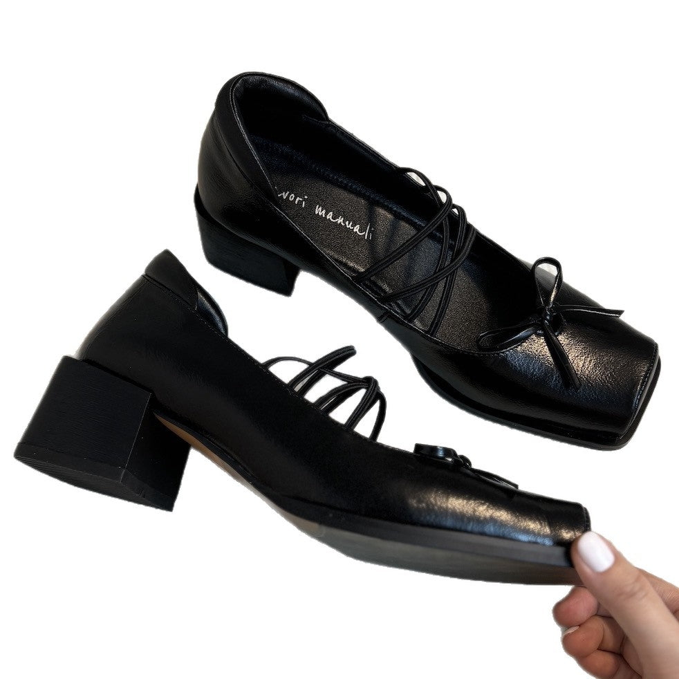 Damen Ballerinas mit eleganter Schnürung und dekorativem Schleifen-Detail EB