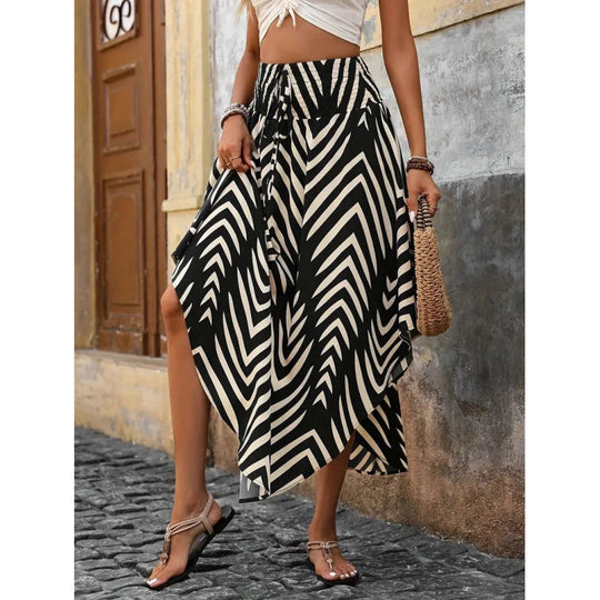 Damen Maxirock mit elegantem Paisleymuster und elastischem Bund EB