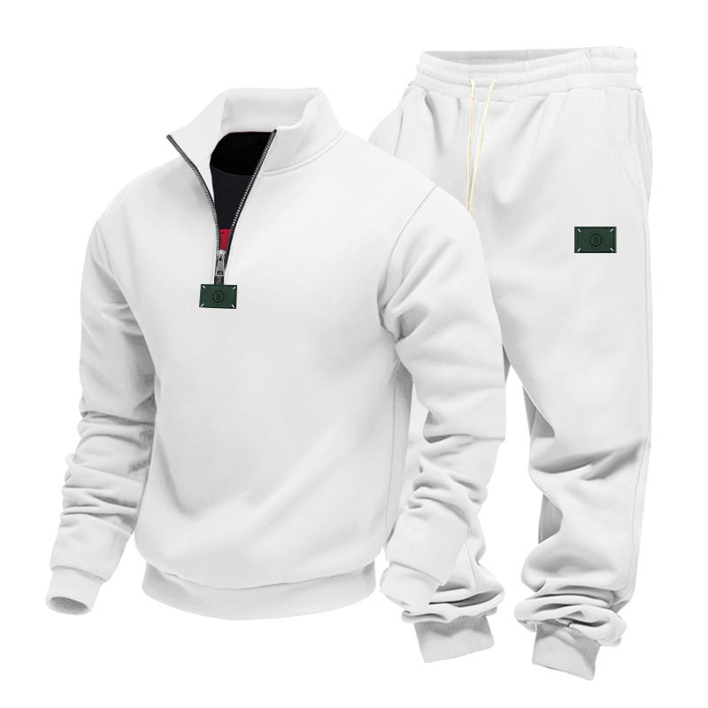 Herren nan komfortables Halbzip-Sweatset mit tapered Jogginghose und elastischem Tunnelzug EB