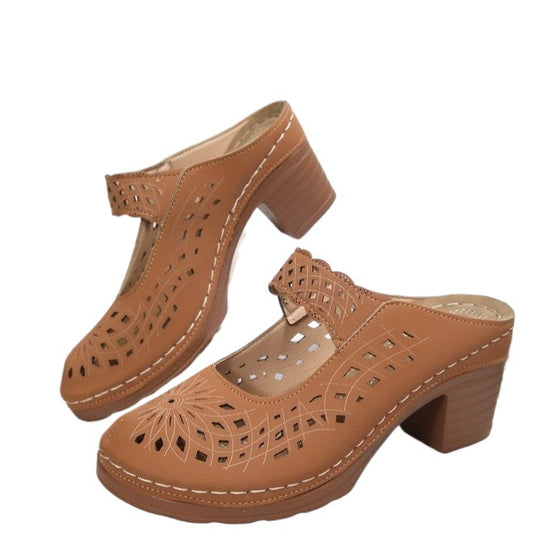 Damen Komfortable Plateausandalen mit offenem Zehenbereich und dekorativem Schnitt EB