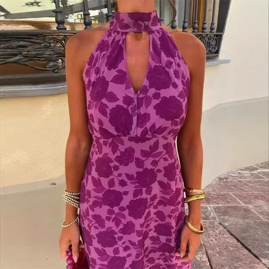 Damen Maxikleid im floralen Design mit elegantem Rückenausschnitt EB