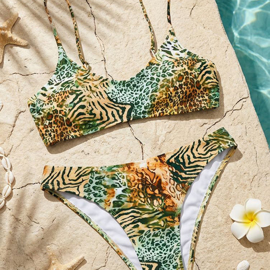 Damen Tiermuster Bikini-Set EB