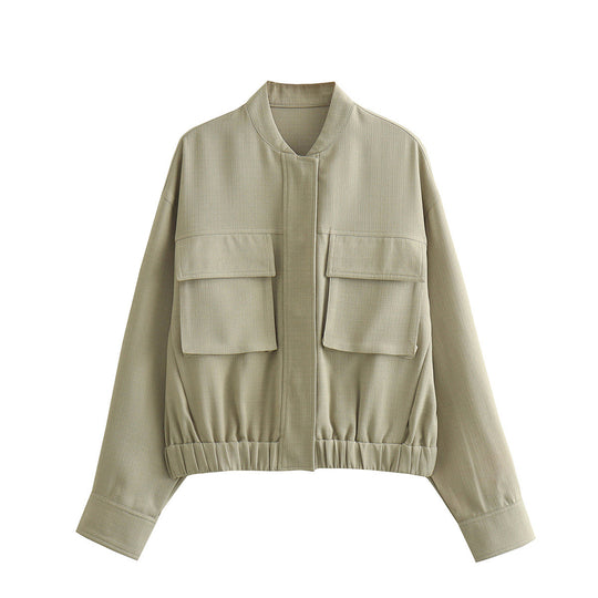 Damen Übergangsjacke mit sportlichen Taschen und elastischem Bund EB