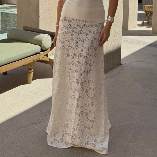 Damen Elegantes Spitzen-Maxikleid EB