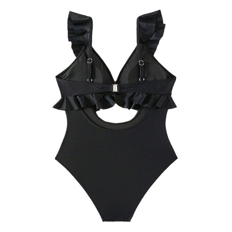 Damen Einteiliger Badeanzug mit Rüschendetails und elegantem Cut-Out EB