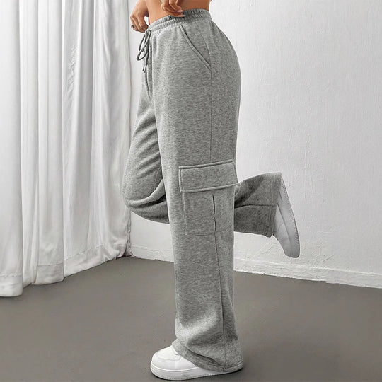 Damen Cargo-Hose mit elastischem Bund und Seitentaschen EB
