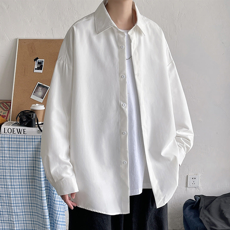 Herren nan leichtes Overshirt-Hemdjacke aus Baumwollmix mit verdeckter Knopfleiste, überschnittener Schulter und abgerundetem Saum EB