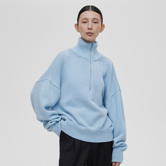 Damen Modischer Strickpullover mit hohem Kragen EB