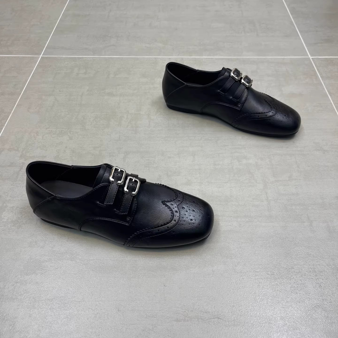 Damen Elegante Lacklederschuhe mit doppelter Schnallenverzierung EB