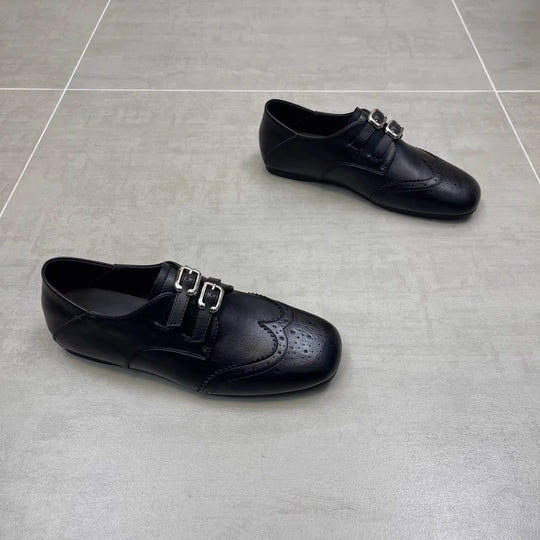 Damen Elegante Lacklederschuhe mit doppelter Schnallenverzierung EB