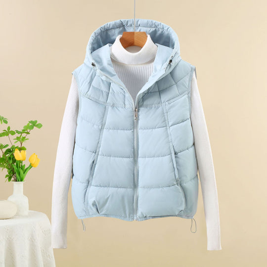 Damen nan leichte gesteppte Thermo-Weste mit ergonomischer Kapuzenblende und verstellbarem Saum EB