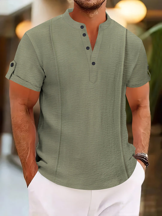 Herren Kurzarm Hemd mit eleganter Knopfleiste und strukturiertem Design EB