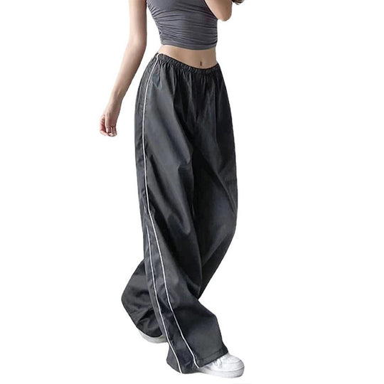 Damen Weite Satin-Hosen mit elastischem Bund EB