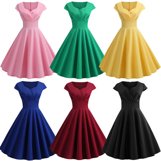 Damen A-Linien Kleid mit elegantem Taillenschnitt und schwingendem Saum EB