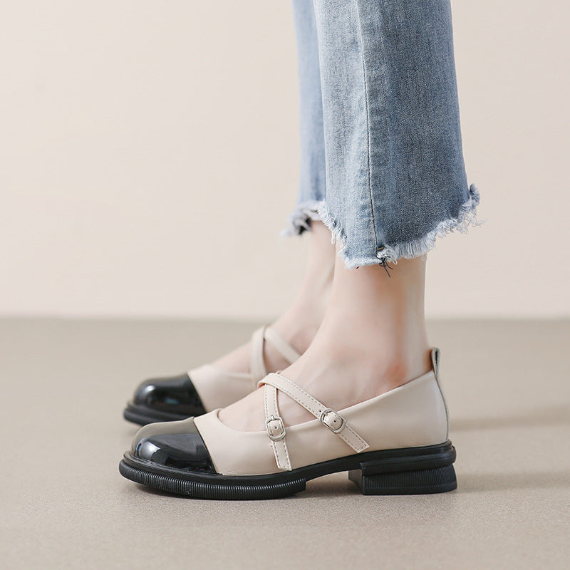 Damen elegante Mary-Jane Schuhe mit modischem Riemen und praktischem Schnallenverschluss EB