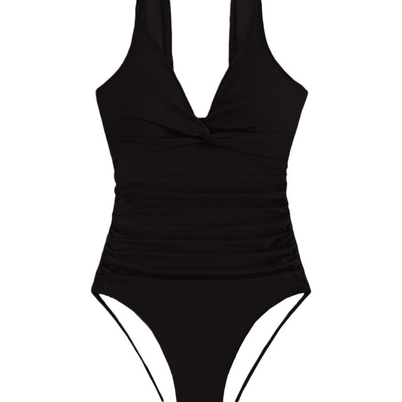 Damen Elegant geschnittene Badeanzug mit knotenfreiem Design EB