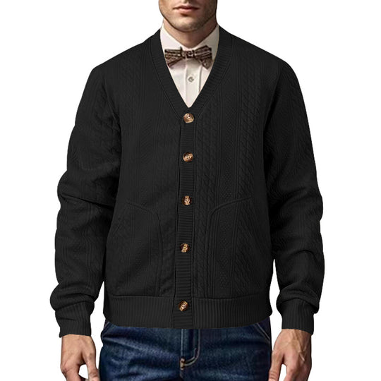 Herren Strickjacke mit V-Ausschnitt und praktischen Taschen EB