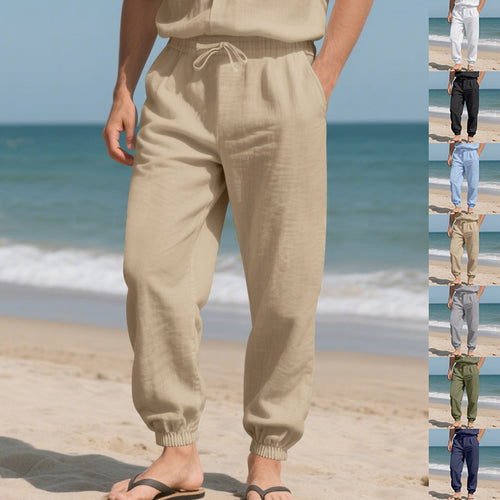 Herren lässige Strandhose mit elastischem Bund und praktischen seitlichen Taschen EB