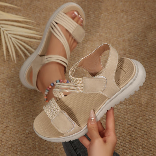 Damen Bequeme Sport-Sandalen mit elastischen Riemen und rutschfester Laufsohle EB