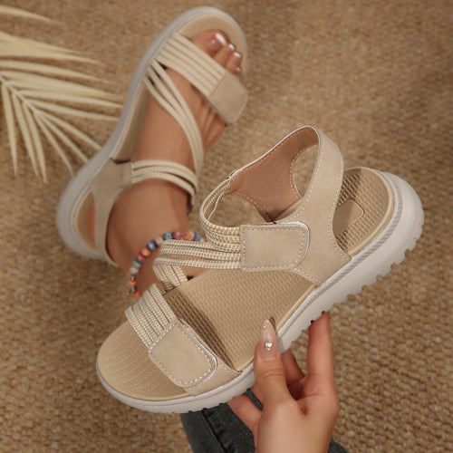 Damen Bequeme Sport-Sandalen mit elastischen Riemen und rutschfester Laufsohle EB