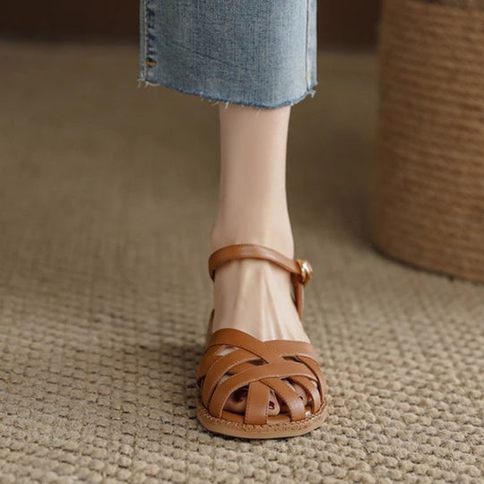 Damen Riemchen-Sandalen mit elegantem Flechtdesign und verstellbarem Riemen EB