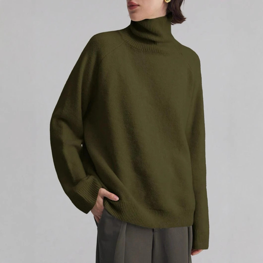 Damen Modischer Rollkragenpullover mit Oversized-Schnitt und feiner Struktur EB