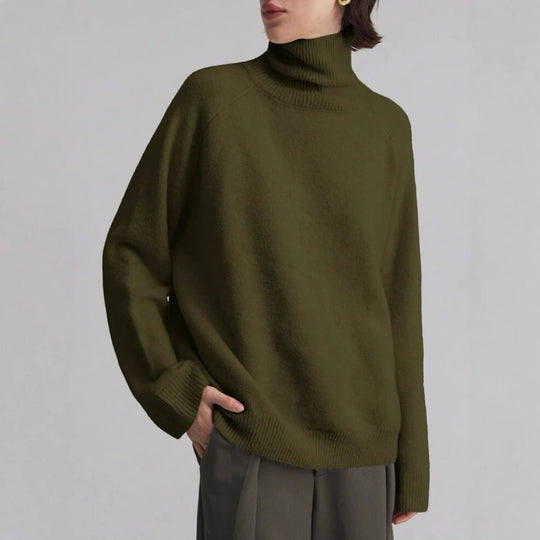 Damen Modischer Rollkragenpullover mit Oversized-Schnitt und feiner Struktur EB