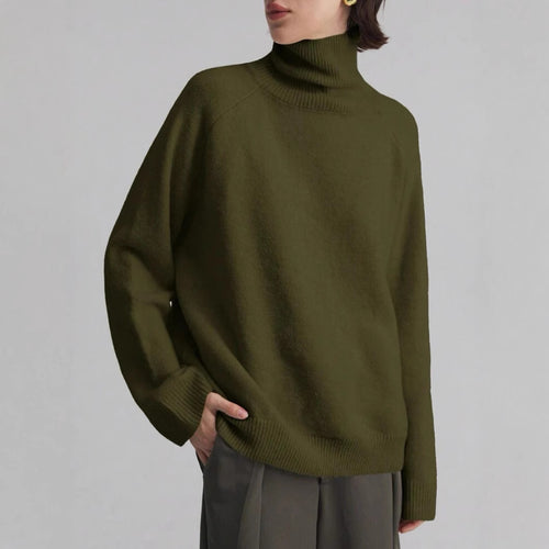 Damen Modischer Rollkragenpullover mit Oversized-Schnitt und feiner Struktur EB
