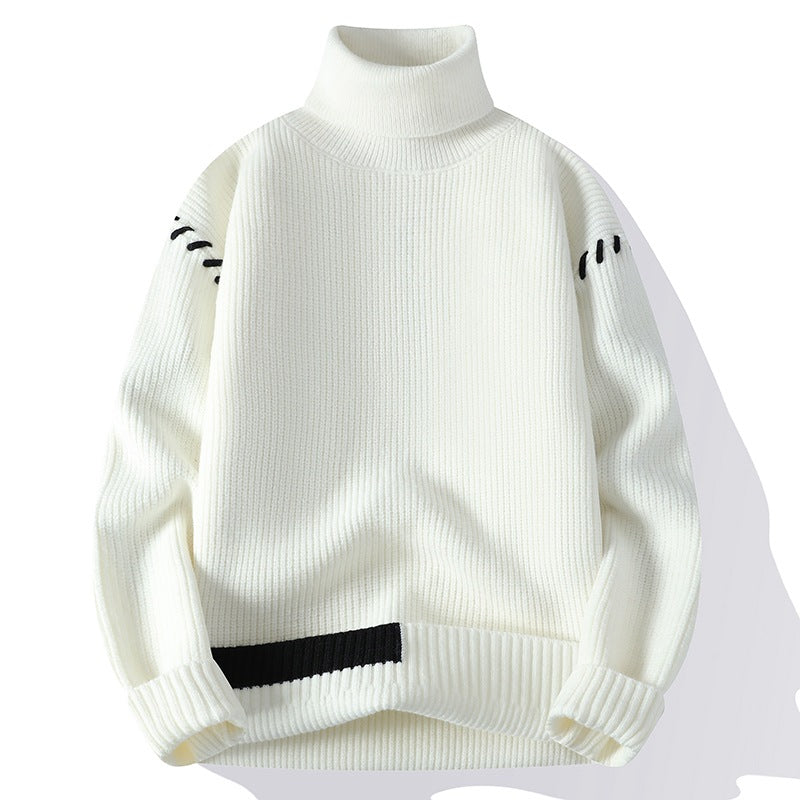 Damen Grober Rollkragenpullover mit dekorativen Ärmeldetails EB
