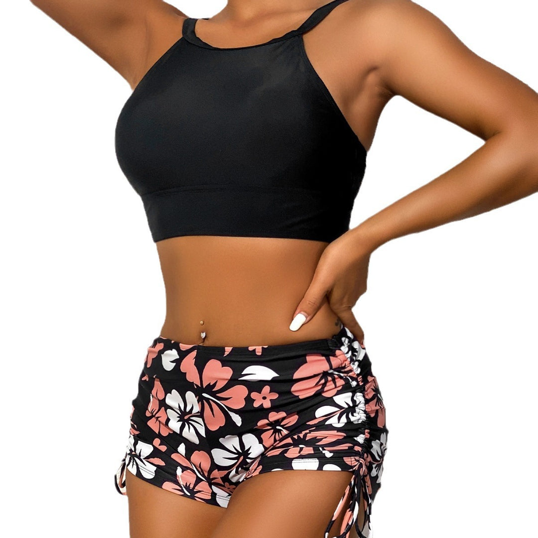 Damen Sport-Bikini-Set mit trendigem Crop-Top und modischen Shorts EB