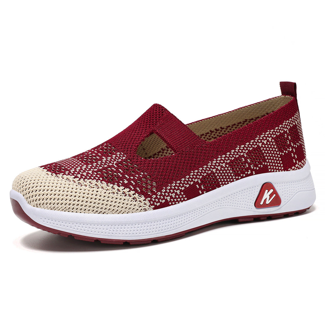 Damen Elastische Slip-On Laufschuhe mit atmungsaktivem Strickdesign EB