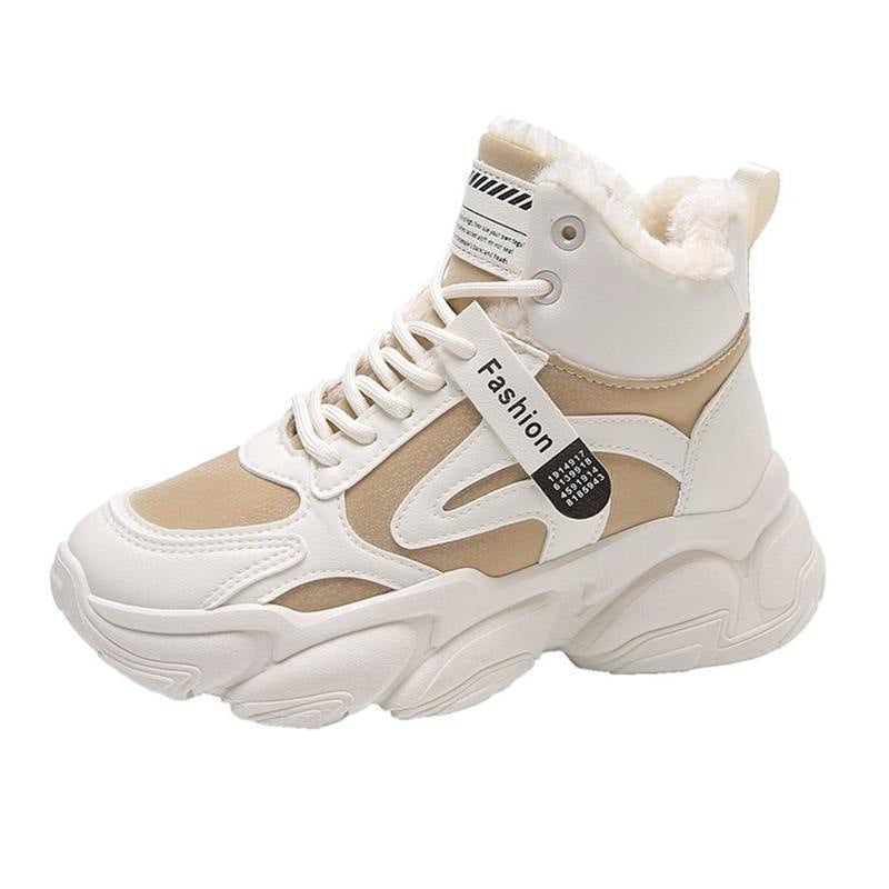 Damen Modische High-Top Sneakers mit warmem Innenfutter und rutschfester Sohle EB